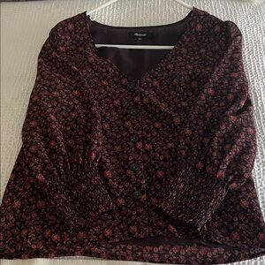 Madewell Burgundy Floral button up blouse